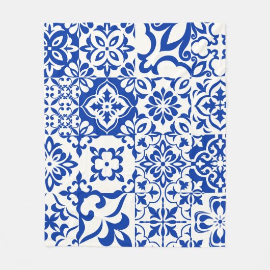Couverture Polaire Set of 16 tiles Azulejos in blue, white. Original (Devant)