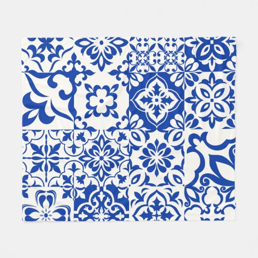 Couverture Polaire Set of 16 tiles Azulejos in blue, white. Original (Devant (Horizontal))