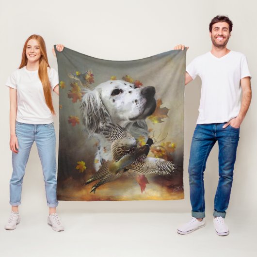 Couverture Polaire Setter anglais avec faisans, art (En situation)