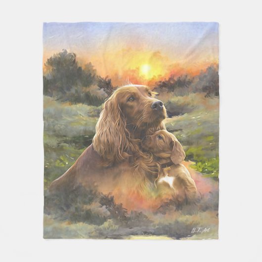 Couverture Polaire setter irlandais avec chiot (Devant)