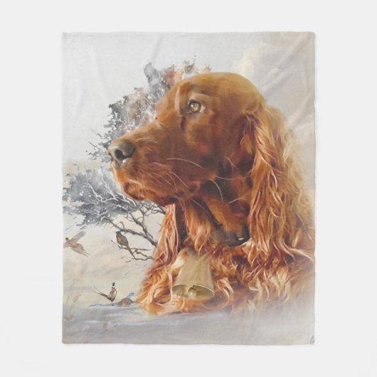 Couverture Polaire Setter irlandais avec faisan (Devant)