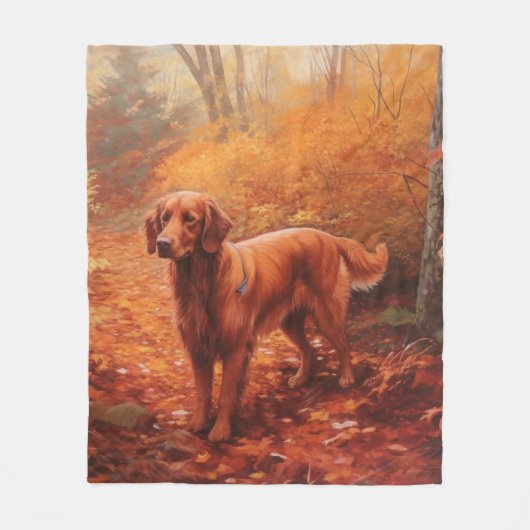 Couverture Polaire Setter rouge irlandais à l'automne Feuilles automn (Devant)