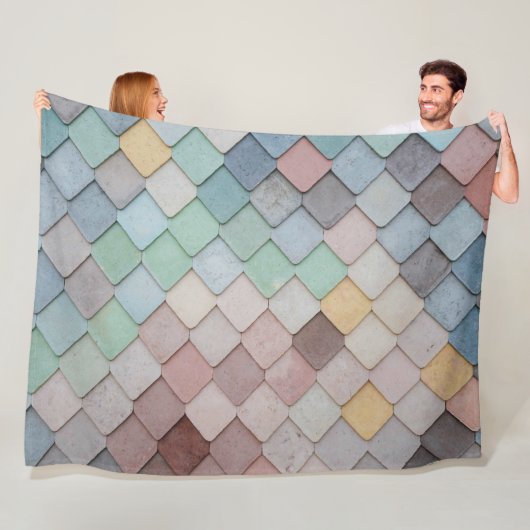 Couverture Polaire Shabby Carrelage Chic Pastel (En situation)