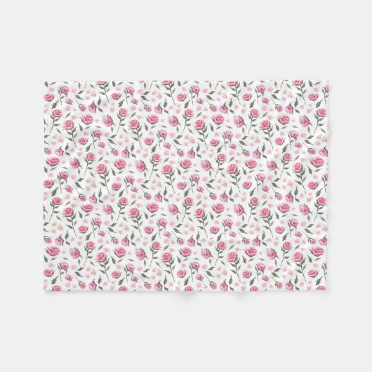 Couverture Polaire Shabby Chic Roses Rose Jolie Blanche Toison (Devant (Horizontal))