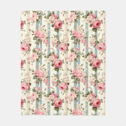 Couverture Polaire Shabby Chic Roses Vintages (Devant)