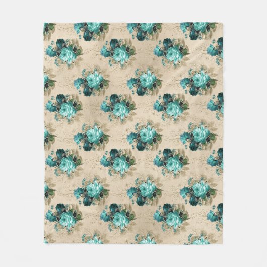 Couverture Polaire Shabby Floral Aqua Series Design 3 (Devant)