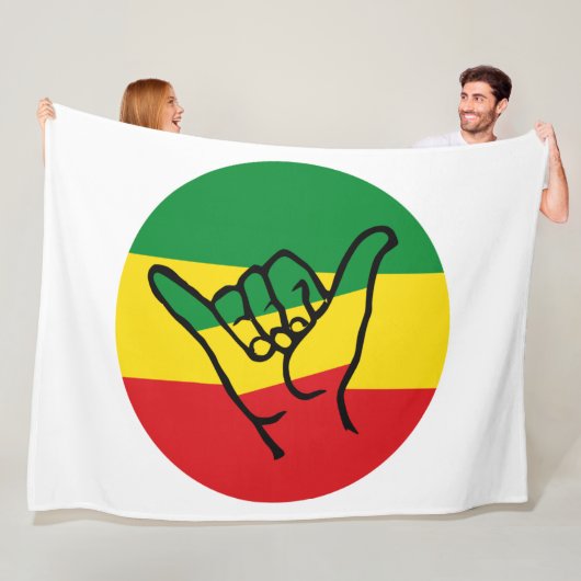 Couverture Polaire Shaka Main Avec Couleurs Reggae (En situation)