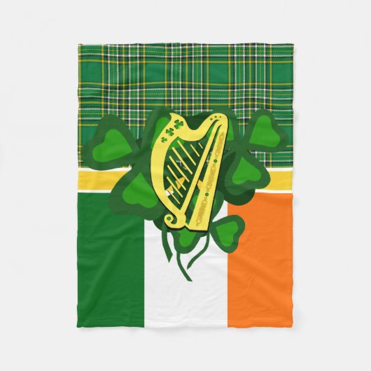 Couverture Polaire Shamrock irlandais/drapeau national irlandais (Devant)