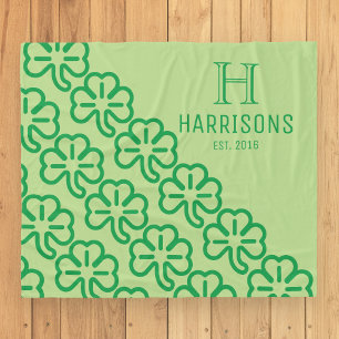Couverture Polaire Shamrock irlandais vert Nom de famille personnalis