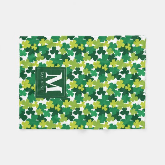 Couverture Polaire Shamrocks monogrammes de la Saint-Patrick (Devant (Horizontal))