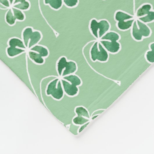 Couverture Polaire Shamrocks verts, Blanches (Coin)