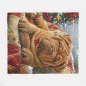Couverture Polaire Shar Pei Chien Festif de Noël (Devant (Horizontal))