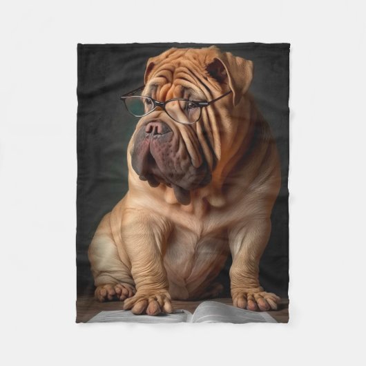 Couverture Polaire Shar Pei Chien intelligent avec conception de livr (Devant)