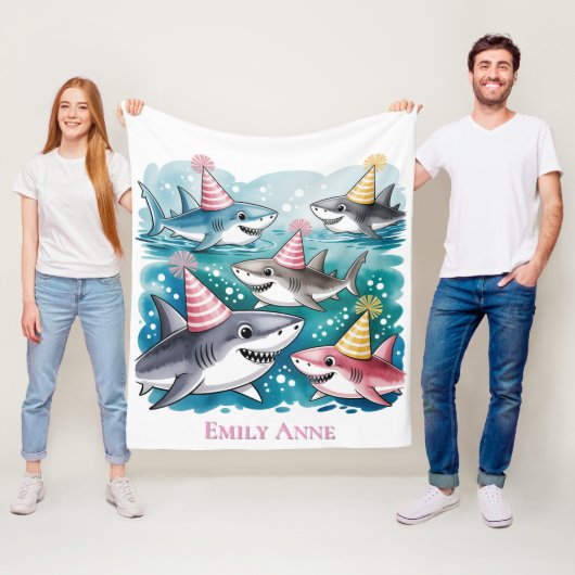 Couverture Polaire Sharks mignonne Sous La Fête D'Anniversaire Des Fi (En situation)