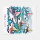 Couverture Polaire Sharks mignonne Sous La Fête D'Anniversaire Des Fi (Devant (Horizontal))