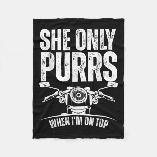 Couverture Polaire She Only Purrs When I'm On Top Funny Motorcycle Ri (Devant)