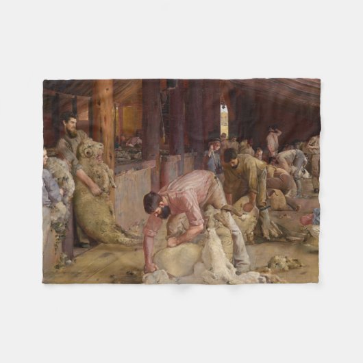 Couverture Polaire Shear the Rams (Australian Art) (Tom Roberts) (Devant (Horizontal))
