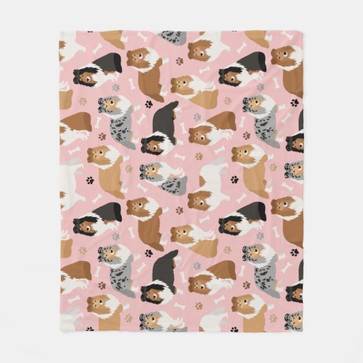 Couverture Polaire Sheltie Dog Bones and Paws Fleece Blanket (Devant)