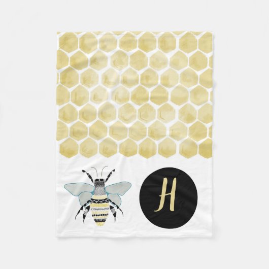 Couverture Polaire Sherpa Bee Honey Comb Throw Blanet personnalisé (Devant)