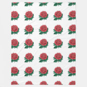 Couverture Polaire Sherpa Blanches fleurs rouges (Devant)