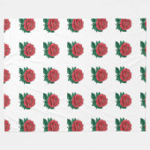 Couverture Polaire Sherpa Blanches fleurs rouges (Devant (Horizontal))