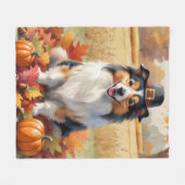 Couverture Polaire Shetland Sheepdog Automne quitte Thanksgiving Art (Devant (Horizontal))