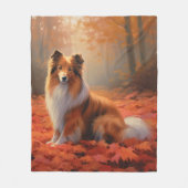 Couverture Polaire Shetland Sheepdog en automne Feuilles automne Insp (Devant)