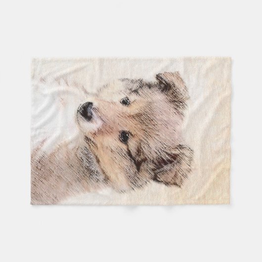 Couverture Polaire Shetland Sheepdog Puppy Peinture Chien original ar (Devant (Horizontal))