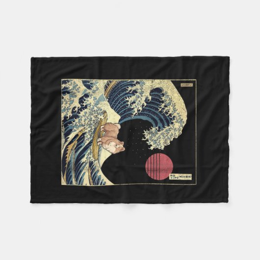 Couverture Polaire Shetland Sheepdog Sheltie Japanese Kanagawa Wave F (Devant (Horizontal))