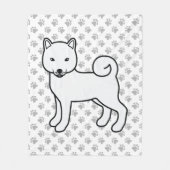 Couverture Polaire Shiba Inu Blanc Caricature Chien Et Patrouilles (Devant)