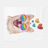 Couverture Polaire Shiba Inu Chien avec Coeurs Saint Valentin (Devant (Horizontal))