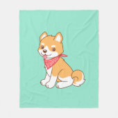 Couverture Polaire Shiba Inu, chien coquelet mignon, en vert (Devant)