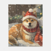 Couverture Polaire Shiba Inu Chien Festive de Noël (Devant)