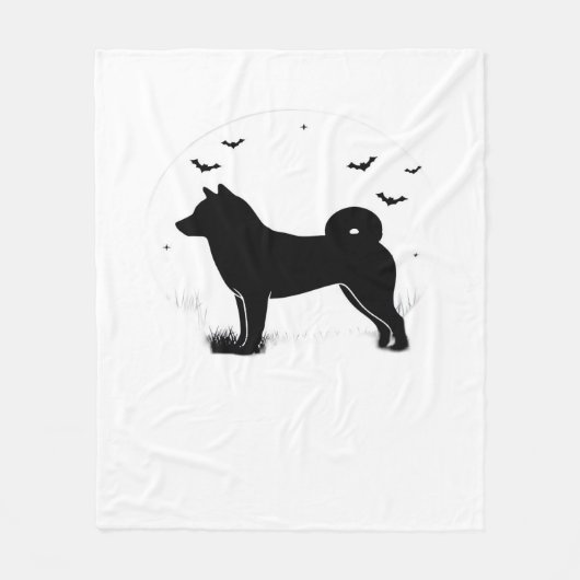 Couverture Polaire Shiba Inu Chien - Halloween Lune Silhouette Oversi (Devant)