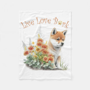 Couverture Polaire Shiba Inu Chien Maman Florale