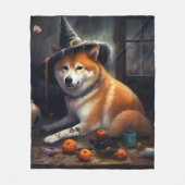 Couverture Polaire Shiba Inu Citrouilles Halloween effrayant (Devant)