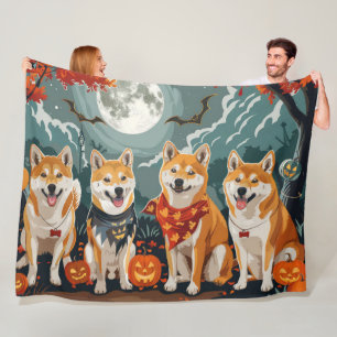 Couverture Polaire Shiba Inu Halloween Épouvantable