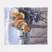 Couverture Polaire Shiba Inu Laissez Neige Noël (Devant (Horizontal))