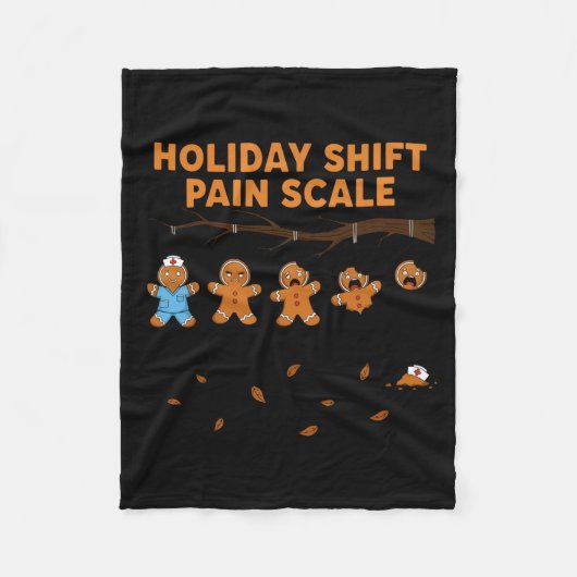 Couverture Polaire Shift Nurse Pain Scale Funny Gingerbread Rn Christ (Devant)