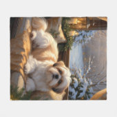 Couverture Polaire Shih Tzu avec les lumières de Noël (Devant (Horizontal))