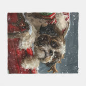 Couverture Polaire Shih Tzu Chien Festif de Noël (Devant (Horizontal))