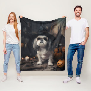Couverture Polaire Shih Tzu Citrouilles Halloween Effrayant