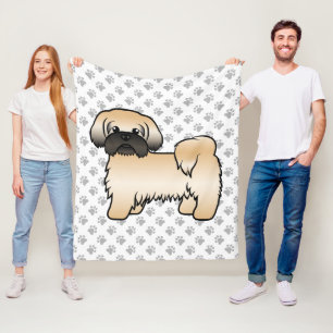 Couverture Polaire Shih Tzu de dessin animé mignon doré avec un masqu