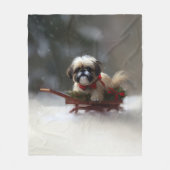 Couverture Polaire Shih Tzu hiver neige de Noël (Devant)