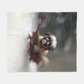 Couverture Polaire Shih Tzu hiver neige de Noël (Devant (Horizontal))