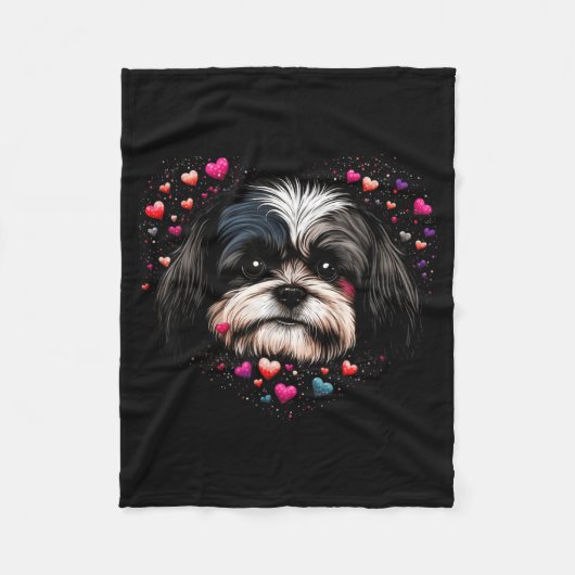 Couverture Polaire Shih Tzu Love Heart For Valentines Day On Shih Tzu (Devant)