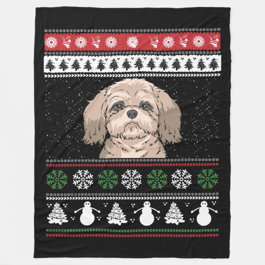 Couverture Polaire Shih Tzu Noël (Devant)