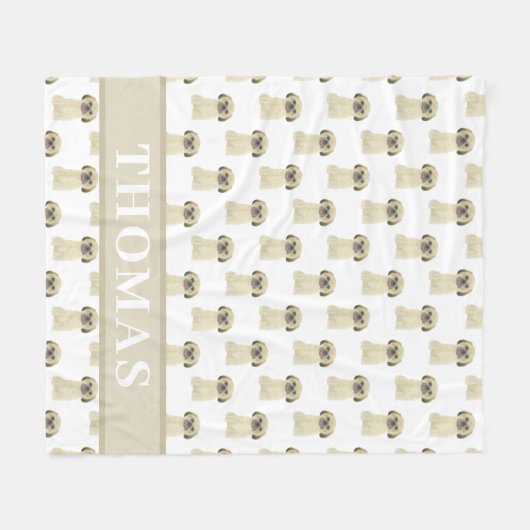 Couverture Polaire Shih Tzu personnalisé (Blond doré chamois) Chamois (Devant (Horizontal))