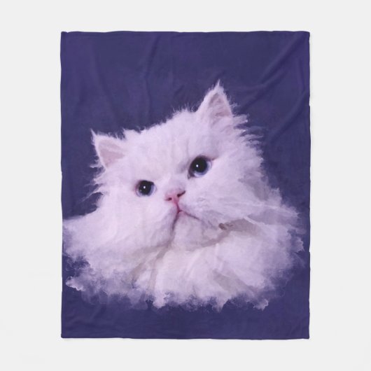 Couverture Polaire Shiny - le chat perse blanc (Devant)