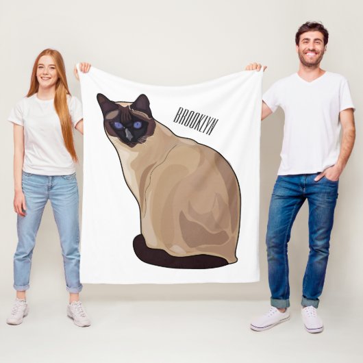 Couverture Polaire Siamese cat cartoon (En situation)